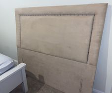 Floor standing suede headboard for double bed