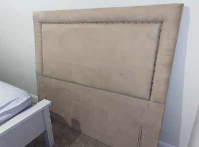Floor standing suede headboard for double bed