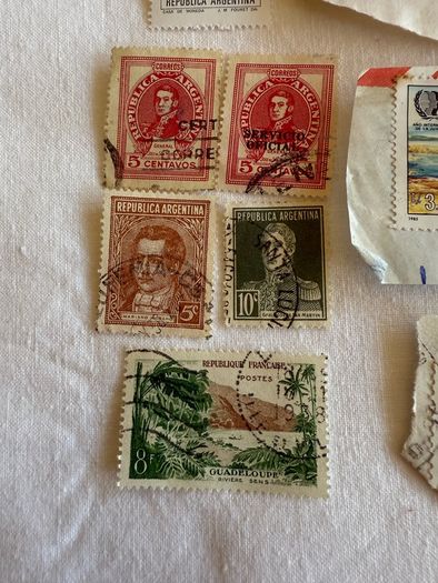 Vintage stamps from Ecuador, Argentina, Peru, Brazil and Guadeloupe 1955 onwards