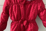 Cosy red starry jacket 18-24 month with faux fur hood trim