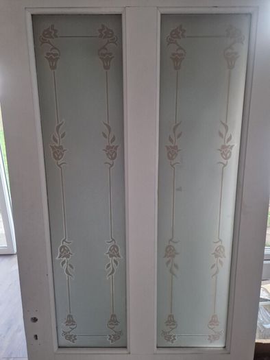 Wood Door Frosted Glass Panel