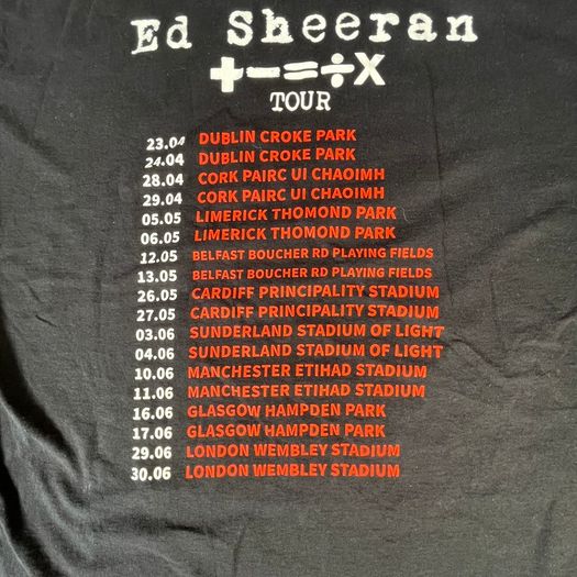 Ed Sheeran 2022 Mathematics Tour T-shirt Size Mens XL
