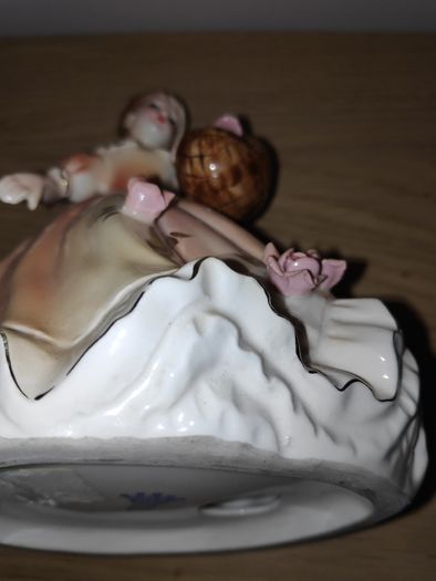 Vintage Porcelain Girl with flower basket Figurine