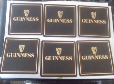 6 vintage guinness beer mats