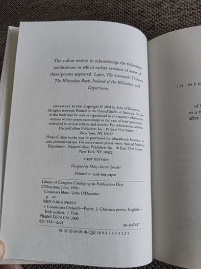 Conamara Blues by John O Donohue 2001 hardback first edition in good condition with signs of wear on the cover see photos FREE STANDARD POSTAGE INCLUDED
