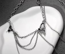 Rebel Studio Butterfly Black Diamante Necklace
