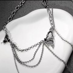 Rebel Studio Butterfly Black Diamante Necklace
