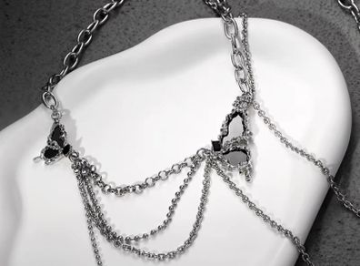 Rebel Studio Butterfly Black Diamante Necklace