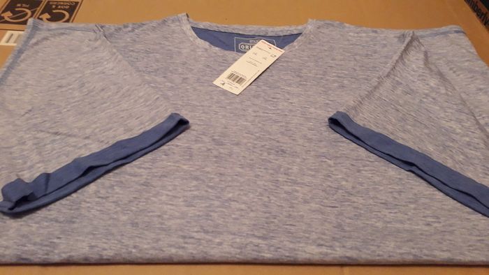 F&F Original Men's XXL Speckled Light Blue T-Shirt with Dark Blue Trim  (Brand New & Tagged)