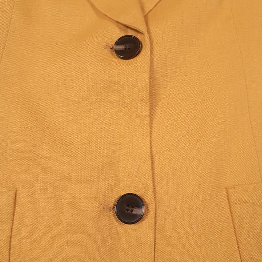 Zara Mustard Yellow Single-Breasted Linen Tailored Blazer Jacket Size S