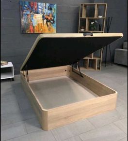 Oak Ottoman Storage Bed Stylish Space, King size