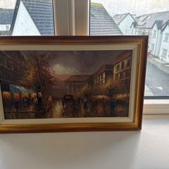 Parisian style oil painting on canvas,  framed