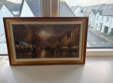 Parisian style oil painting on canvas,  framed