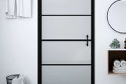 Shower Door Frost Tempered Glass 100x178 cm Black