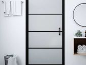 Shower Door Frost Tempered Glass 81x195 cm Black