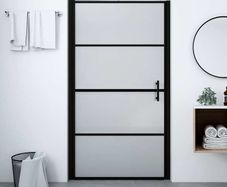 Shower Door Frost Tempered Glass 81x195 cm Black