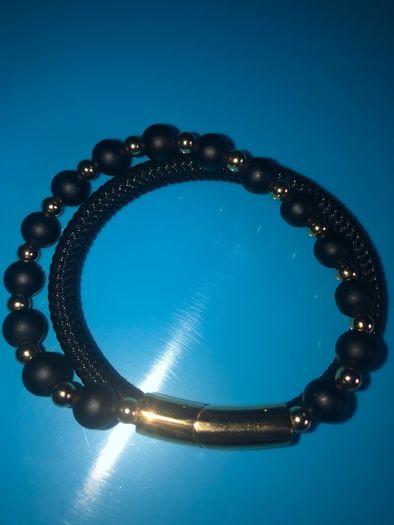 Mens Bracelet black and gold brand new