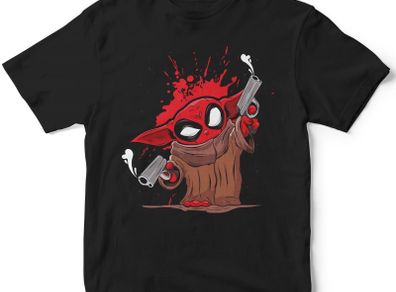 Yodapool , baby yoda with deadpool costume funny t-shirt