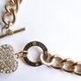 Guess Gold Tone Toggle Puffed Heart Charm Necklace Rhinestone Length 20" Image 3