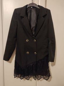 Misguided Black Coat with lace and tassels