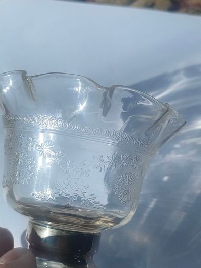 Art nouveau glass vase on Chester Sterling base