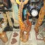 Very Large Vintage Hand Carved Wooden Mother & Baby Giraffe African Folk Art Sculpture and another Giraffe, 3 in total Image 4