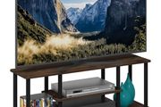 3-Tier Entertainment Center with Open Shelves, TV Console for TV up to 50 Inch, for Living Room, Bedroom, Columbia Walnut