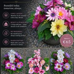 Elegant faux flowers grave arraignments