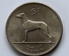 1966 Irish Wolfhound 6d BUNC coin 60 years old