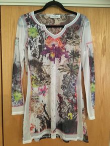 FEELGOOD PARIS Floral Print Tulle Tunic Top
