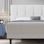 King Bed Frame, White, Upholstered Wooden Slat Bed Frame with Headboard, Easy Assembly, Underbed Storage, No Box Spring Needed 150 200 Image 6