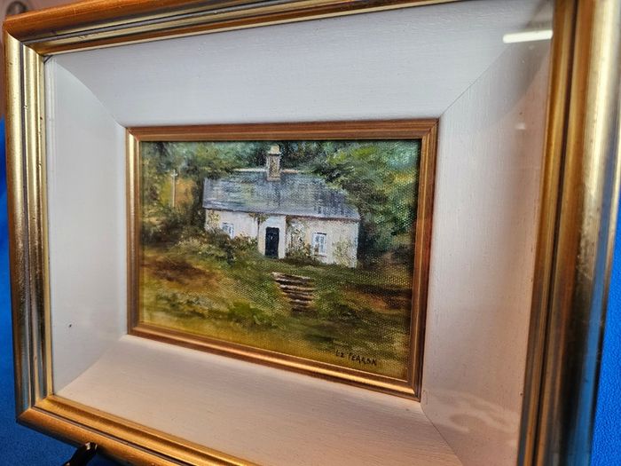 Original oil painting by Liz Fearon - likely titled "Abandoned Cottage, Killadoon"