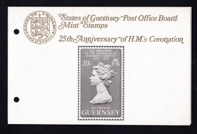 1978 Guernsey 25th Anniversary of Coronation Commemorative Stamp Presentation Pack