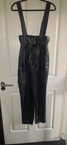 Bershka Black High Waisted Faux Leather Trousers