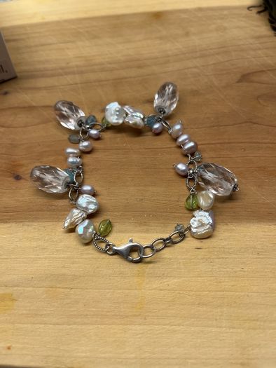silver vintage bracelet with water pearls