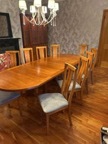 dining table , 10 chairs, display cabinet and sideboard