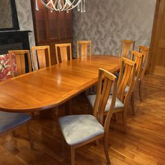 dining table , 10 chairs, display cabinet and sideboard