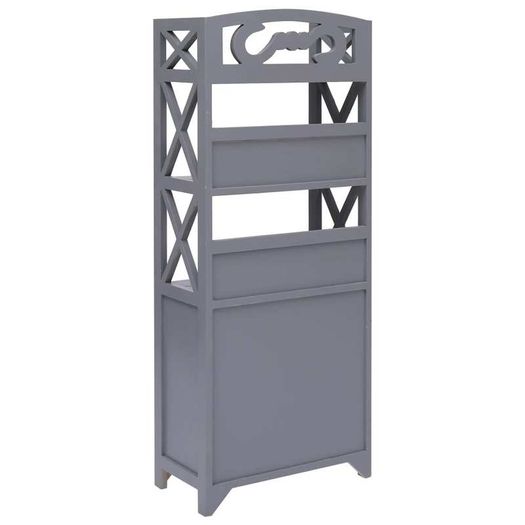 Bathroom Cabinet Grey 46x24x116 cm Paulownia Wood