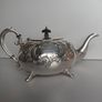 Stunning Vintage Sheffield 3-Piece Silver-Plated Tea Set with Large Engraved Gallery Tray - Polished & Ready Image 2