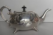 Stunning Vintage Sheffield 3-Piece Silver-Plated Tea Set with Large Engraved Gallery Tray - Polished &amp; Ready