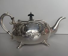 Stunning Vintage Sheffield 3-Piece Silver-Plated Tea Set with Large Engraved Gallery Tray - Polished & Ready