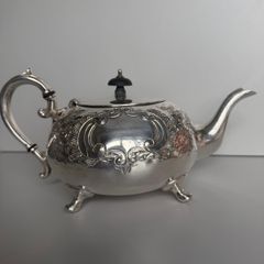 Stunning Vintage Sheffield 3-Piece Silver-Plated Tea Set with Large Engraved Gallery Tray - Polished & Ready