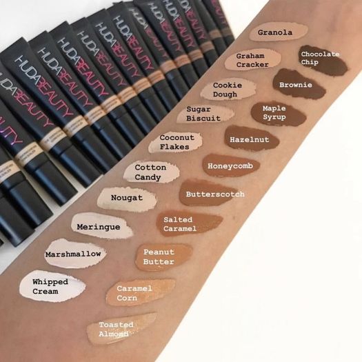 Huda Beauty 100% genuine full size overachiever concealer granola, salted caramel, toasted almond, caramel corn ,butterscotch , graham cracker