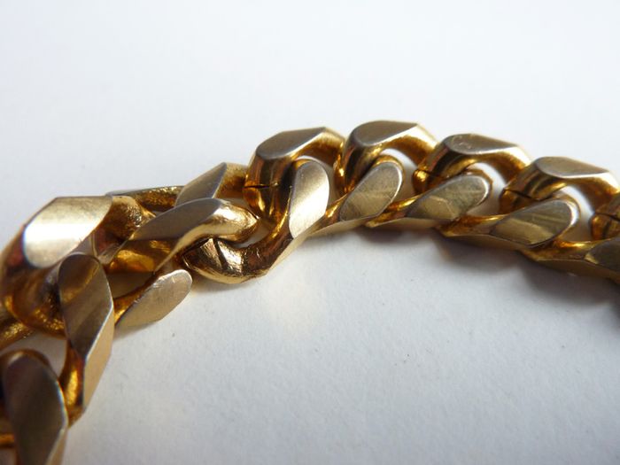 Vintage heavy 18ct gold plated men's bracelet