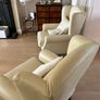 cream leather 3 piece suite Image 2