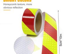 Reflective Tape Waterproof for Vehicles 2" X33ft Red/Yellow | High Vis Reflector Tape Safety Warning Adhesive Tape Outdoor for Car Truck Motorcycle Trailer Camper on Night