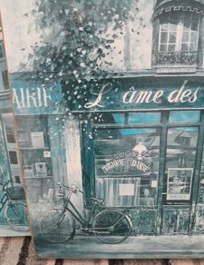 Vintage - Retro - Pair of Art Prints on Hessian Canvas