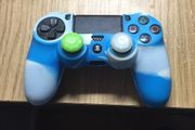 Official PlayStation 4 Controller with Camouflage Blue Soft Silicon Cover and Two Thumb Grip Covers