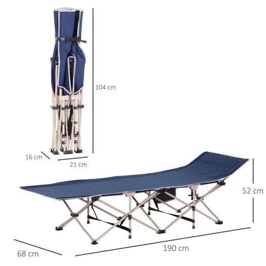 Oxford Cloth Folding Single Camping Bed Lounger Blue (FREE SHIPPING)