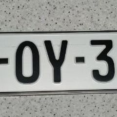 Pair German Style Plain Pressed Number Plates Metal Embossed